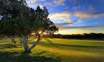 Coucher de soleil sur le green à Essaouira